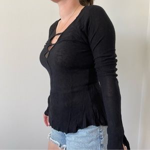 Free People Black Semi-Sheer Top